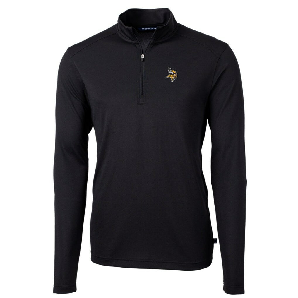 Minnesota Vikings Cutter & Buck Big & Tall Virtue Eco Pique Quarter-Zip Pullover Jacket - Black Pullover