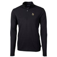 Minnesota Vikings Cutter & Buck Big & Tall Virtue Eco Pique Quarter-Zip Pullover Jacket - Black Pullover
