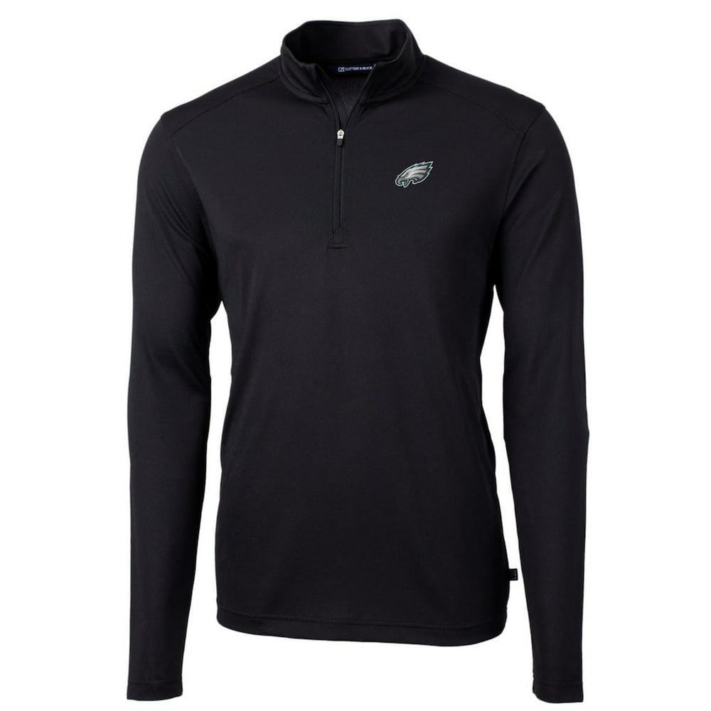Philadelphia Eagles Cutter & Buck Big & Tall Virtue Eco Pique Quarter-Zip Pullover Jacket - Black Pullover