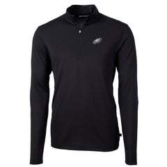 Philadelphia Eagles Cutter & Buck Big & Tall Virtue Eco Pique Quarter-Zip Pullover Jacket - Black Pullover
