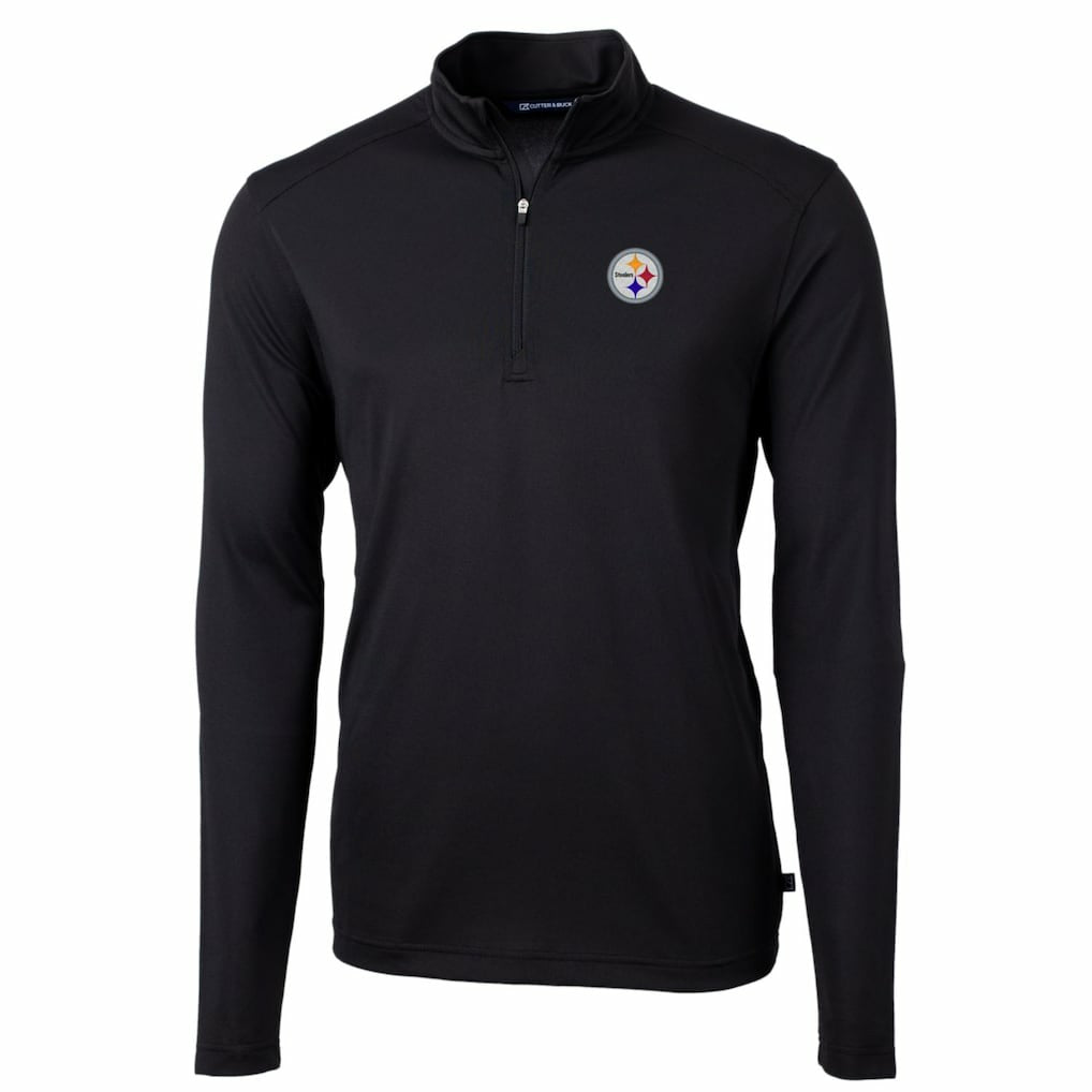 Pittsburgh Steelers Cutter & Buck Big & Tall Virtue Eco Pique Quarter-Zip Pullover Jacket - Black Pullover