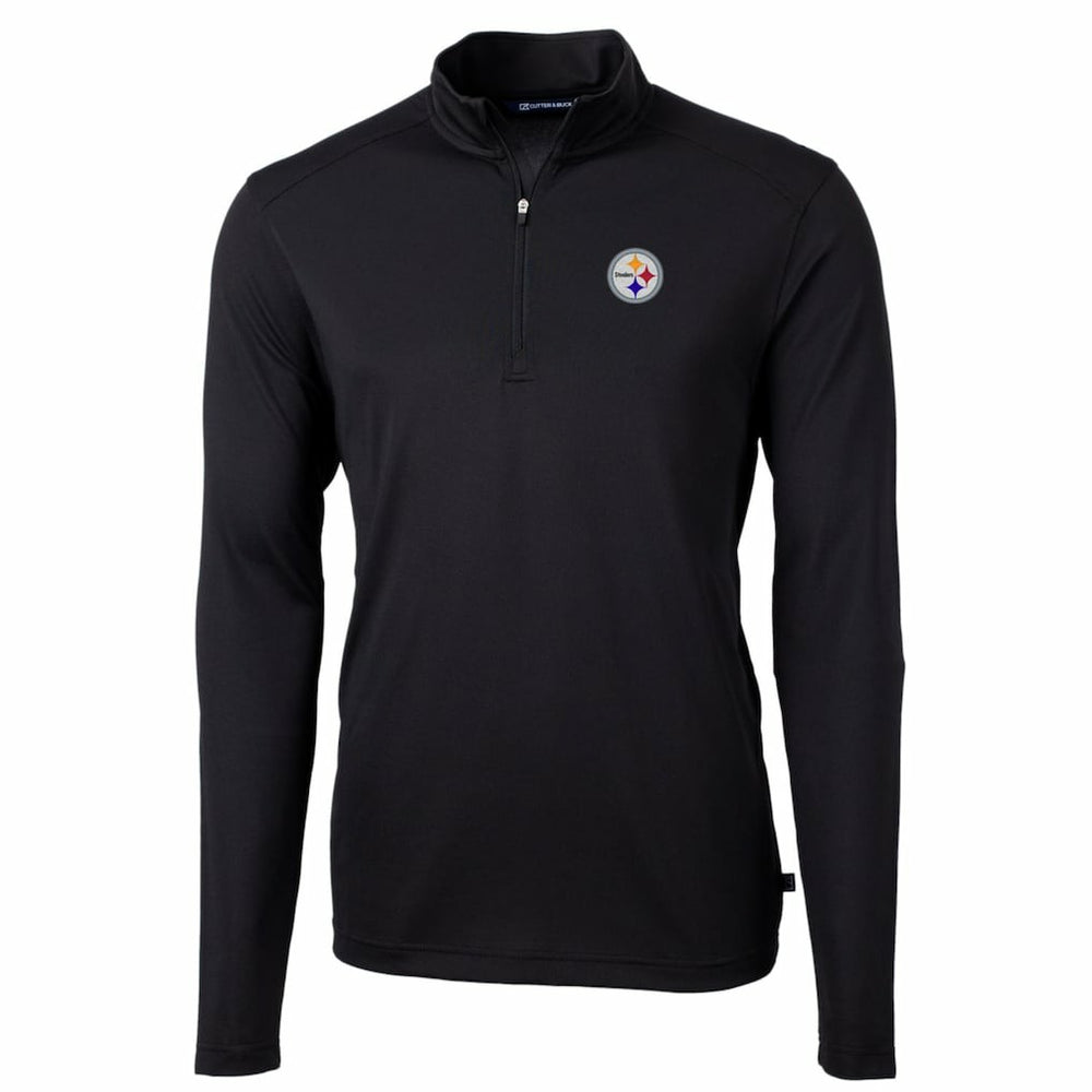 Pittsburgh Steelers Cutter & Buck Big & Tall Virtue Eco Pique Quarter-Zip Pullover Jacket - Black Pullover