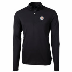 Pittsburgh Steelers Cutter & Buck Big & Tall Virtue Eco Pique Quarter-Zip Pullover Jacket - Black Pullover