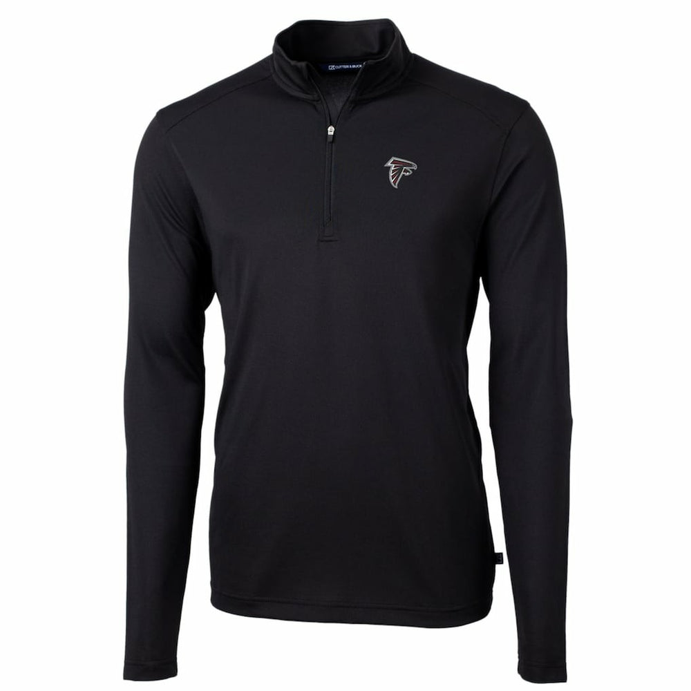 Atlanta Falcons Cutter & Buck Big & Tall Virtue Eco Pique Quarter-Zip Pullover Jacket - Black Pullover