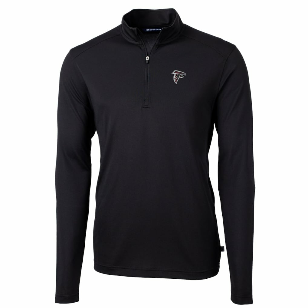 Atlanta Falcons Cutter & Buck Big & Tall Virtue Eco Pique Quarter-Zip Pullover Jacket - Black Pullover