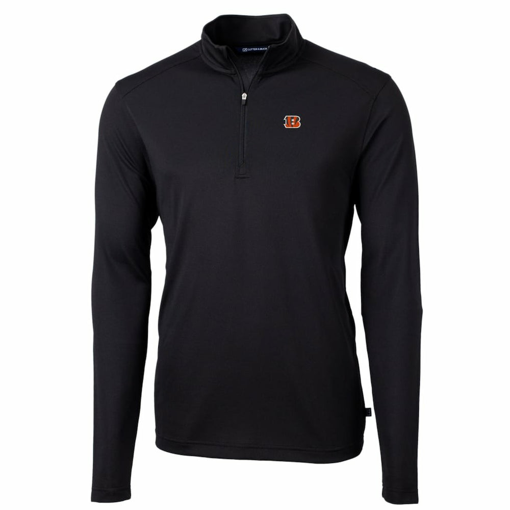 Cincinnati Bengals Cutter & Buck Big & Tall Virtue Eco Pique Quarter-Zip Pullover Jacket - Black Pullover
