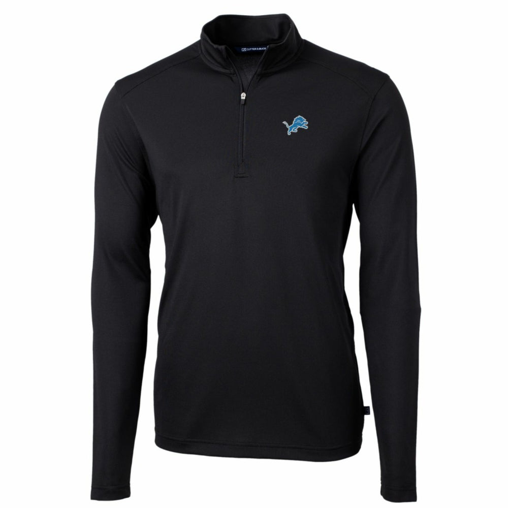 Detroit Lions Cutter & Buck Big & Tall Virtue Eco Pique Quarter-Zip Pullover Jacket - Black Pullover