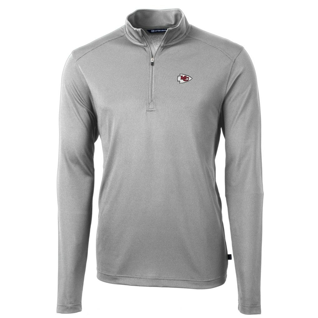 Kansas City Chiefs Cutter & Buck Big & Tall Virtue Eco Pique Quarter-Zip Pullover Jacket - Gray Pullover
