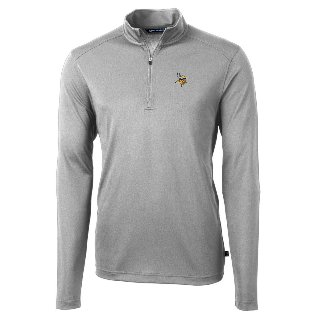 Minnesota Vikings Cutter & Buck Big & Tall Virtue Eco Pique Quarter-Zip Pullover Jacket - Gray Pullover