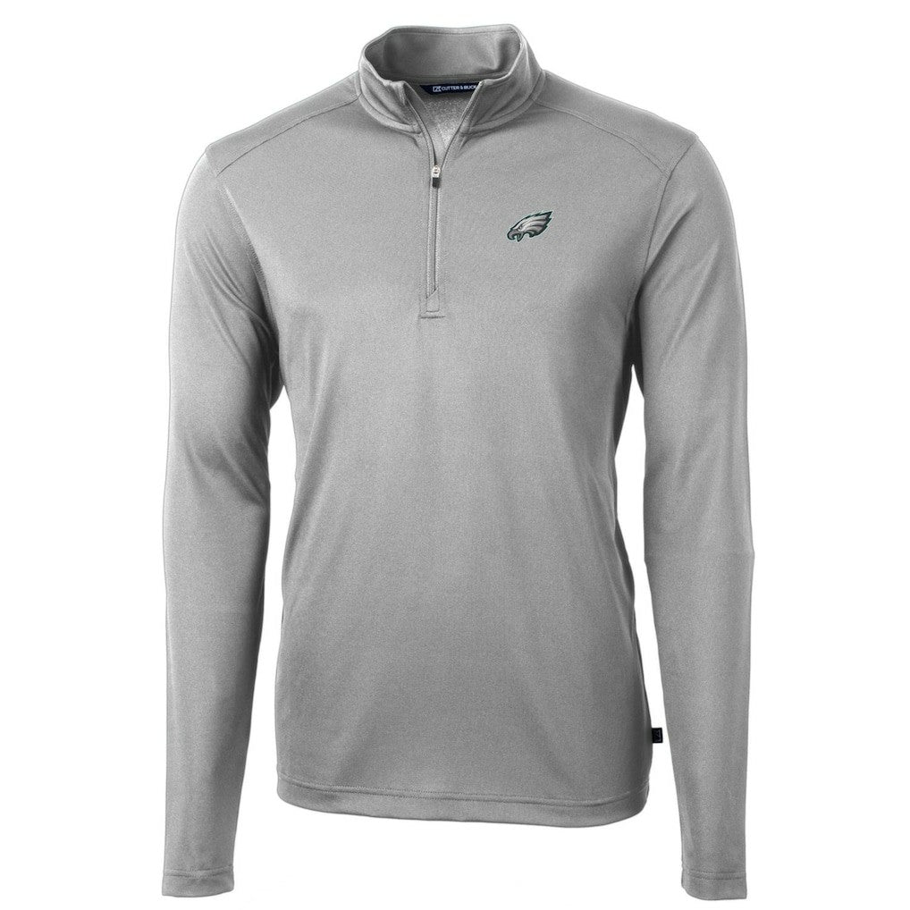 Philadelphia Eagles Cutter & Buck Big & Tall Virtue Eco Pique Quarter-Zip Pullover Jacket - Gray Pullover