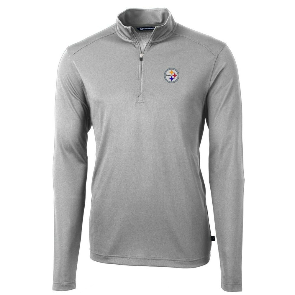 Pittsburgh Steelers Cutter & Buck Big & Tall Virtue Eco Pique Quarter-Zip Pullover Jacket - Gray Pullover