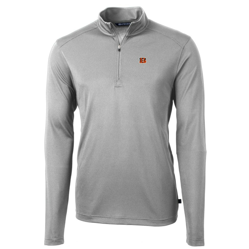 Cincinnati Bengals Cutter & Buck Big & Tall Virtue Eco Pique Quarter-Zip Pullover Jacket - Gray Pullover
