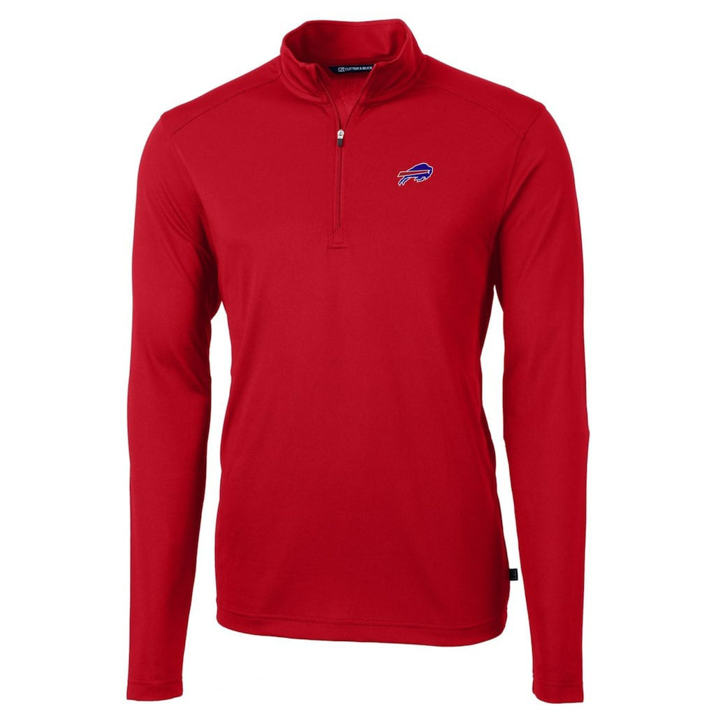 Buffalo Bills Cutter & Buck Big & Tall Virtue Eco Pique Quarter-Zip Pullover Jacket - Red Pullover
