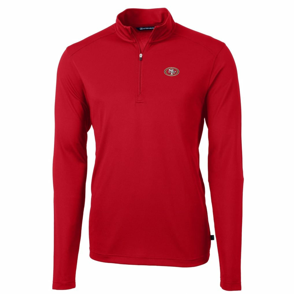 San Francisco 49ers Cutter & Buck Big & Tall Virtue Eco Pique Quarter-Zip Pullover Jacket - Scarlet Pullover