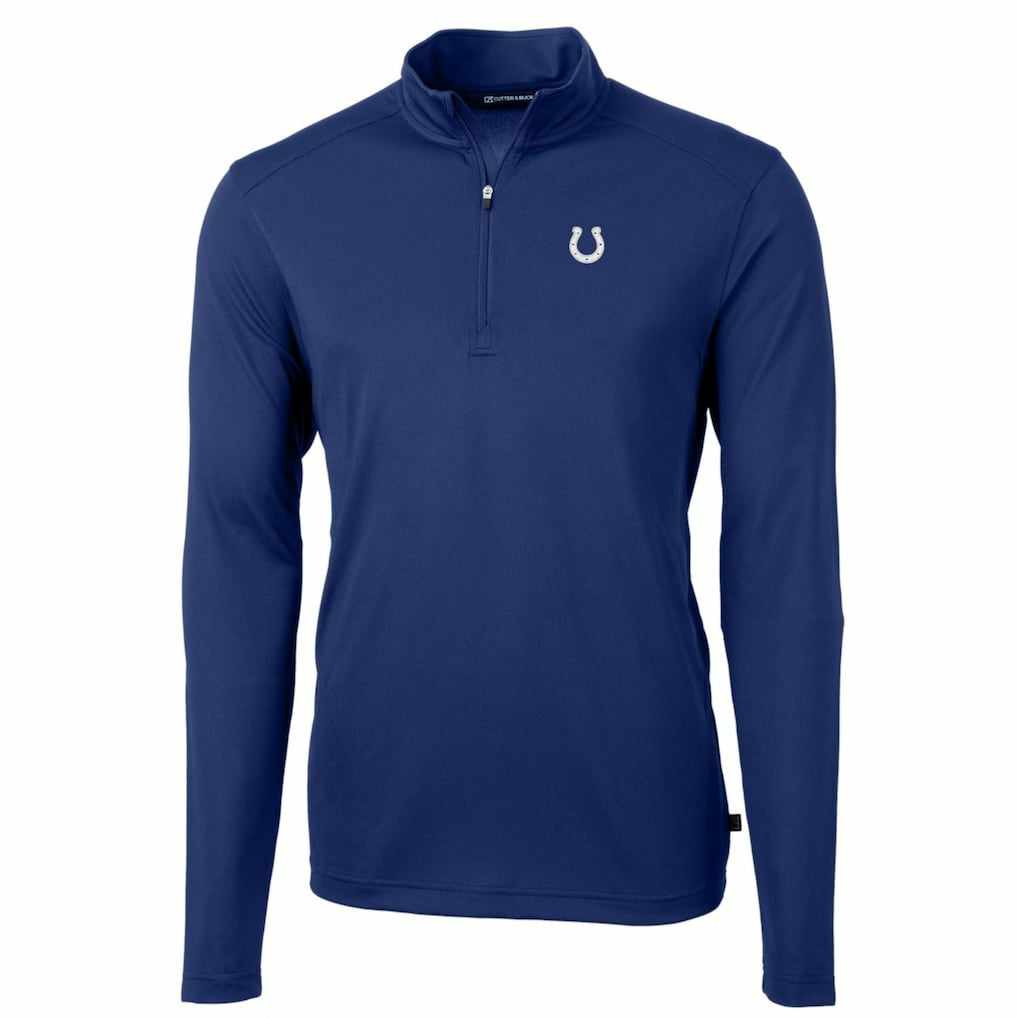 Indianapolis Colts Cutter & Buck Big & Tall Virtue Eco Pique Quarter-Zip Pullover Jacket - Royal Pullover