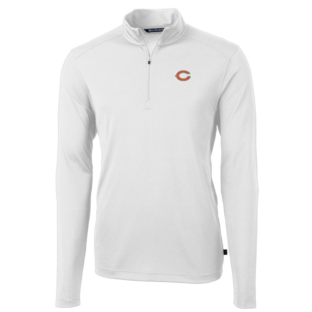 Chicago Bears Cutter & Buck Big & Tall Virtue Eco Pique Quarter-Zip Pullover Jacket - White Pullover