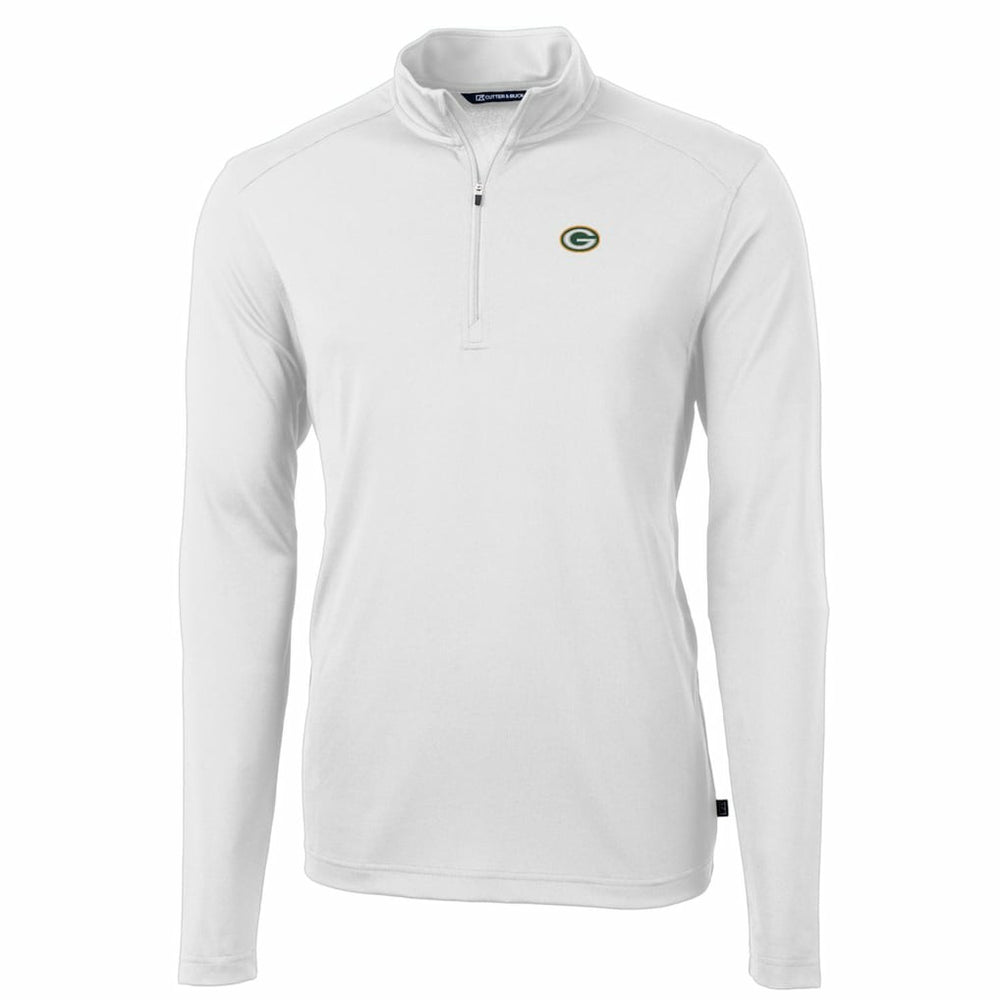 Green Bay Packers Cutter & Buck Big & Tall Virtue Eco Pique Quarter-Zip Pullover Jacket - White Pullover