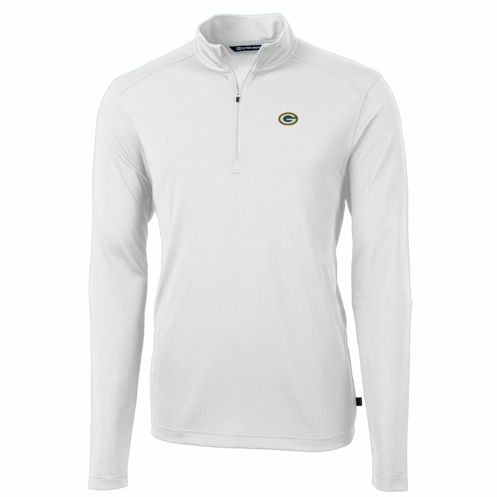 Green Bay Packers Cutter & Buck Big & Tall Virtue Eco Pique Quarter-Zip Pullover Jacket - White Pullover