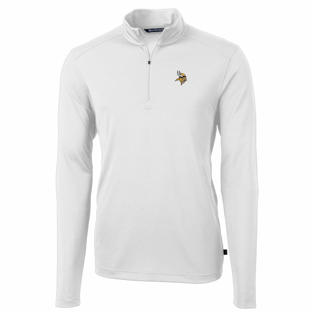 Minnesota Vikings Cutter & Buck Big & Tall Virtue Eco Pique Quarter-Zip Pullover Jacket - White Pullover