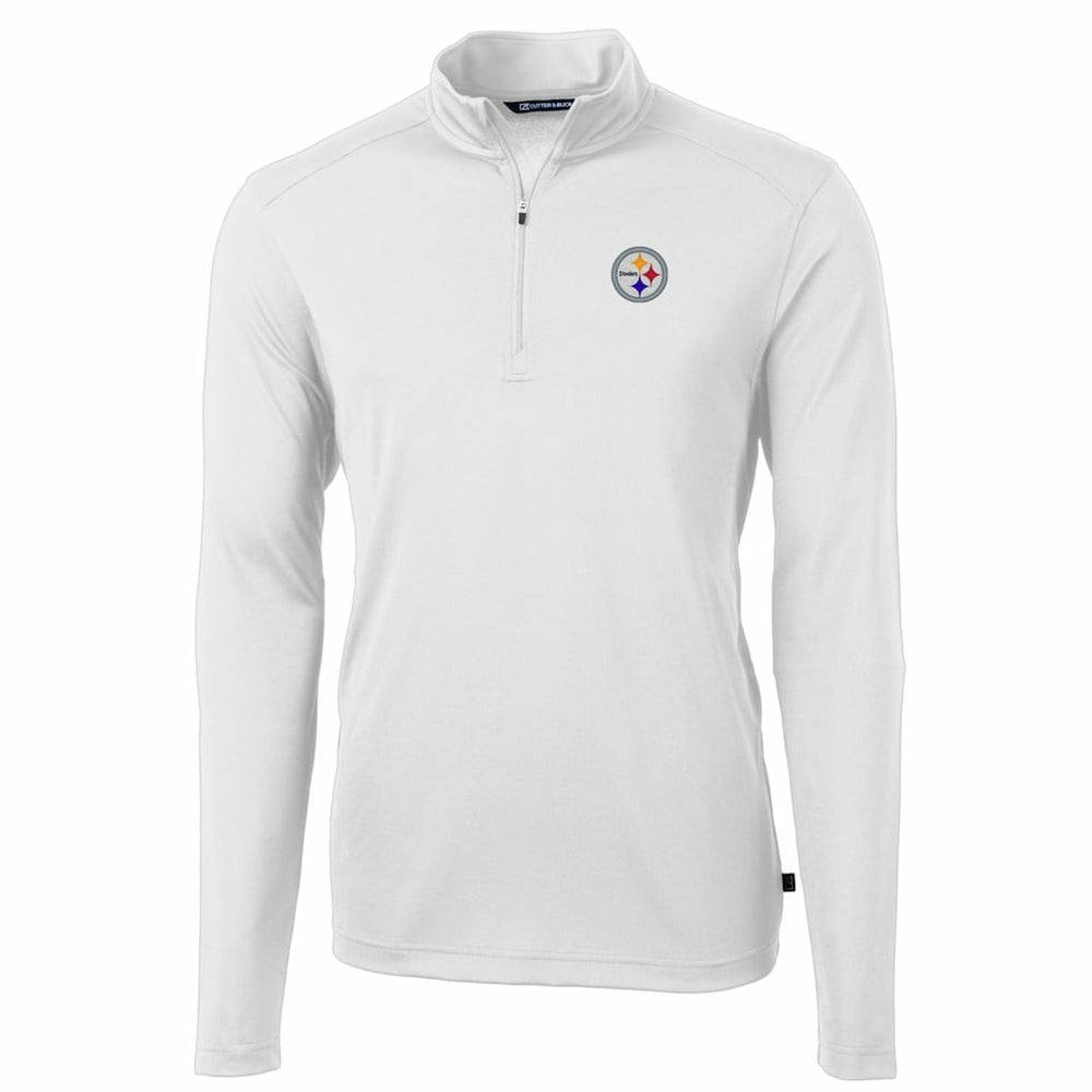 Pittsburgh Steelers Cutter & Buck Big & Tall Virtue Eco Pique Quarter-Zip Pullover Jacket - White Pullover