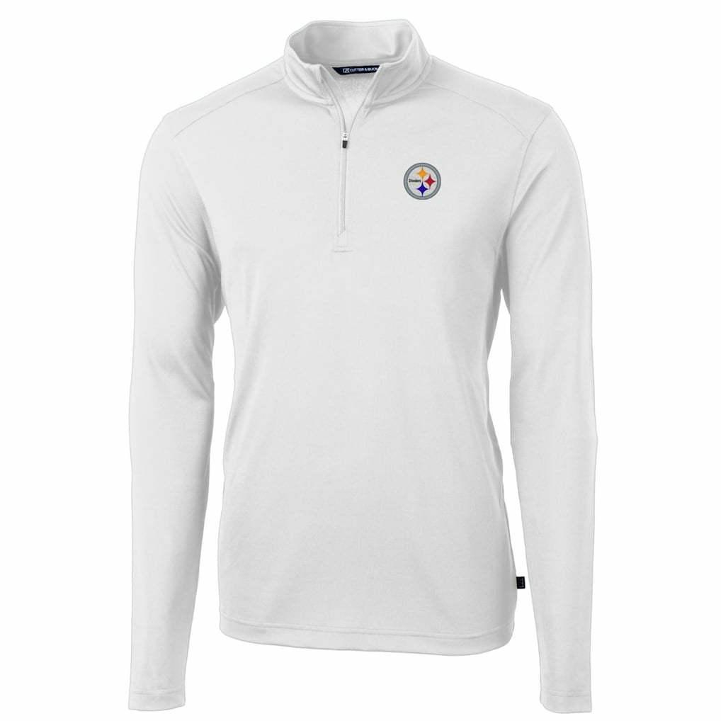 Pittsburgh Steelers Cutter & Buck Big & Tall Virtue Eco Pique Quarter-Zip Pullover Jacket - White Pullover