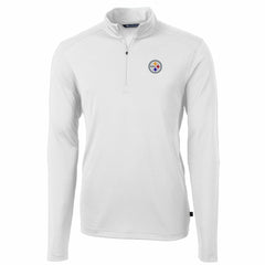 Pittsburgh Steelers Cutter & Buck Big & Tall Virtue Eco Pique Quarter-Zip Pullover Jacket - White Pullover