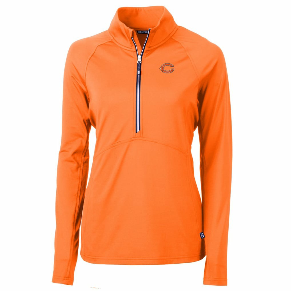 Chicago Bears Cutter & Buck Women's Adapt Eco Knit Stretch Recycled Half-Zip Pullover Top - Orange Pullover