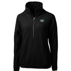 New York Jets Cutter & Buck Women's Cascade Eco Sherpa Fleece Half-Zip Pullover Jacket - Black Pullover