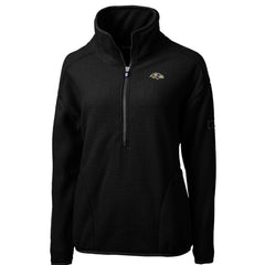 Baltimore Ravens Cutter & Buck Women's Cascade Eco Sherpa Fleece Half-Zip Pullover Jacket - Black Pullover