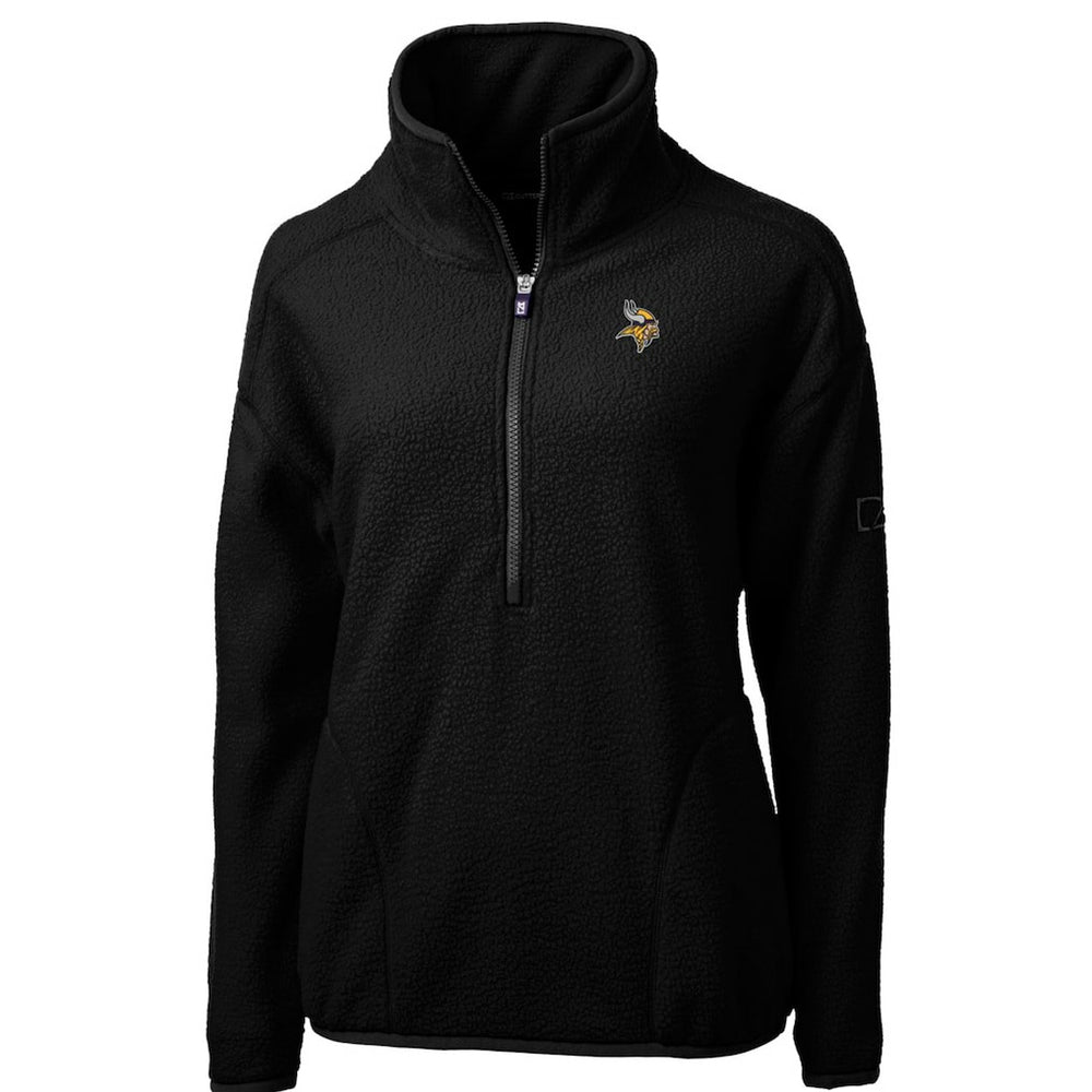 Minnesota Vikings Cutter & Buck Women's Cascade Eco Sherpa Fleece Half-Zip Pullover Jacket - Black Pullover