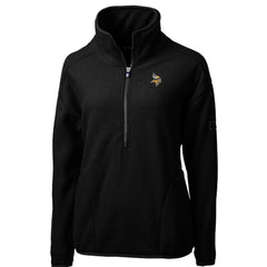 Minnesota Vikings Cutter & Buck Women's Cascade Eco Sherpa Fleece Half-Zip Pullover Jacket - Black Pullover