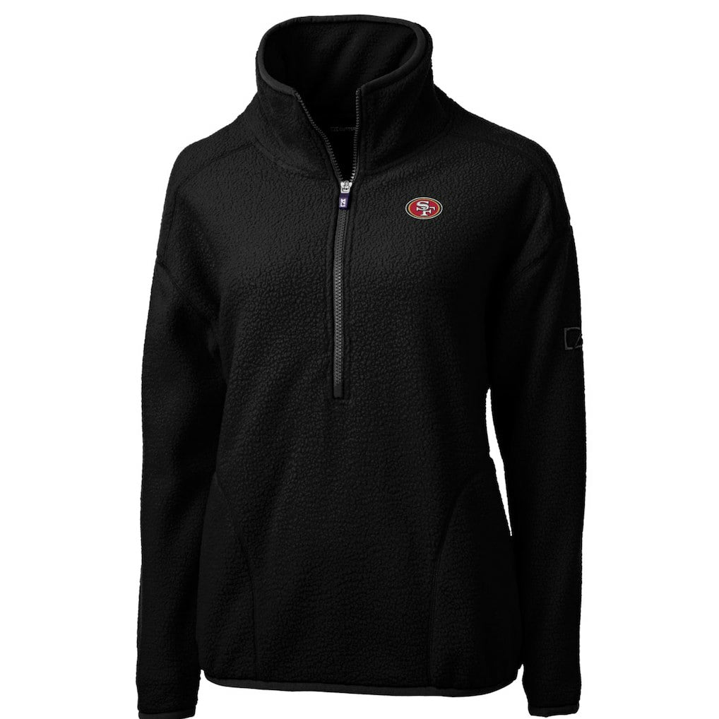 San Francisco 49ers Cutter & Buck Women's Cascade Eco Sherpa Fleece Half-Zip Pullover Jacket - Black Pullover