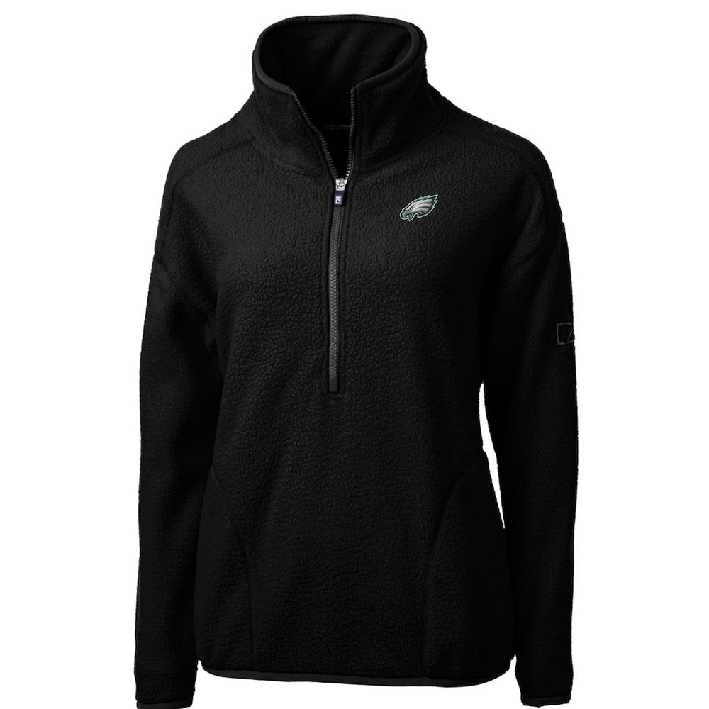 Philadelphia Eagles Cutter & Buck Women's Cascade Eco Sherpa Fleece Half-Zip Pullover Jacket - Black Pullover