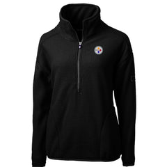 Pittsburgh Steelers Cutter & Buck Women's Cascade Eco Sherpa Fleece Half-Zip Pullover Jacket - Black Pullover