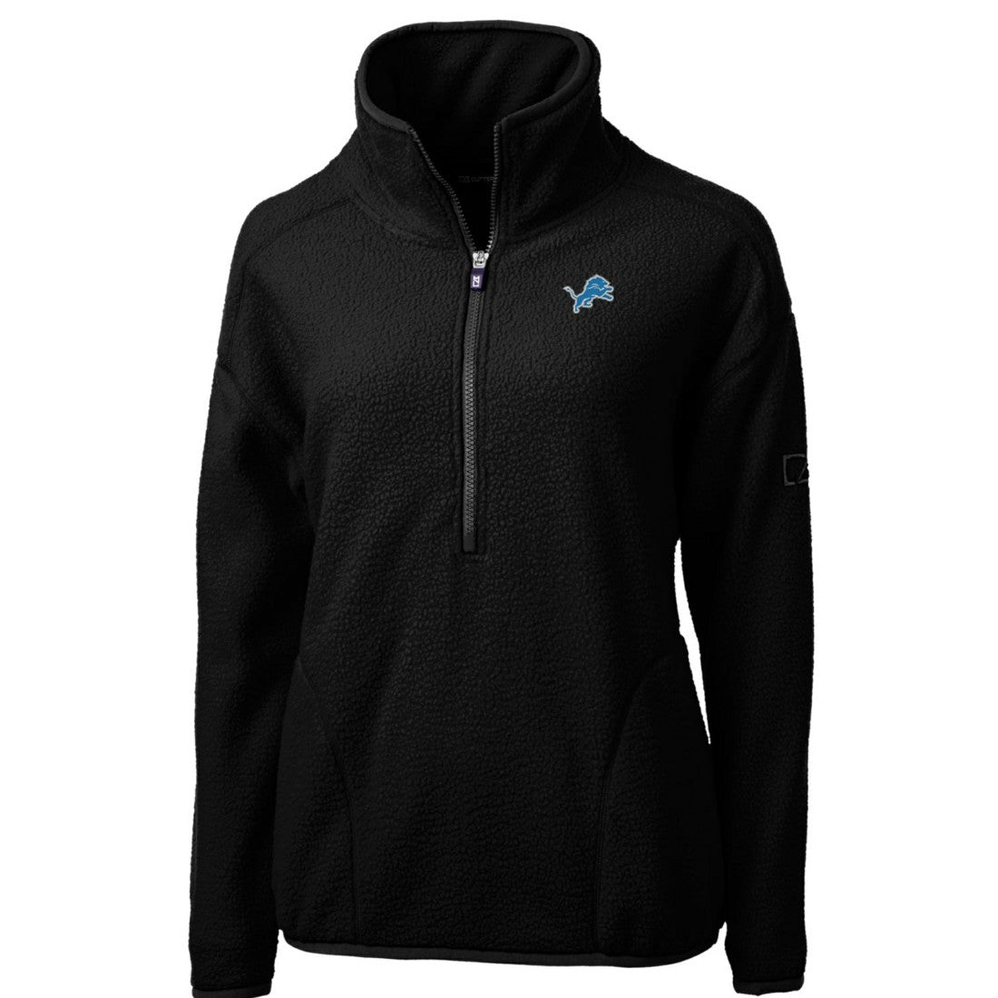 Detroit Lions Cutter & Buck Women's Cascade Eco Sherpa Fleece Half-Zip Pullover Jacket - Black Pullover