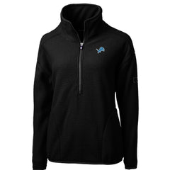 Detroit Lions Cutter & Buck Women's Cascade Eco Sherpa Fleece Half-Zip Pullover Jacket - Black Pullover