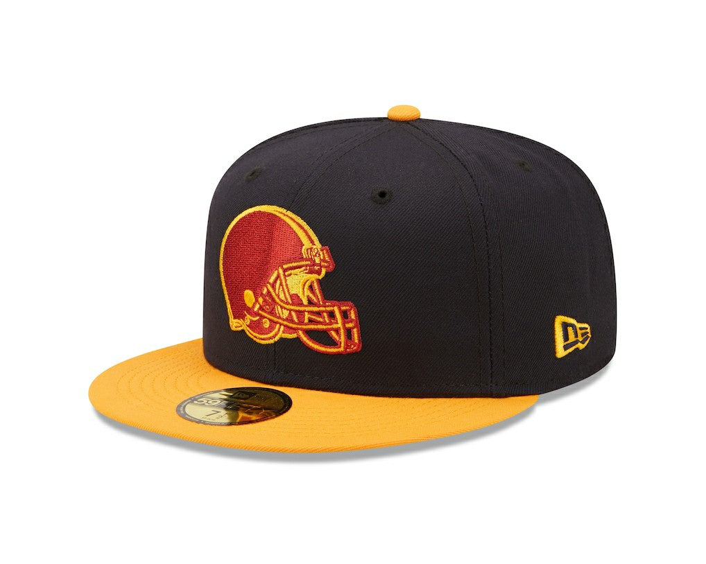 Cleveland Browns New Era 60th Anniversary 59FIFTY Fitted Hat - Navy/Gold Hats