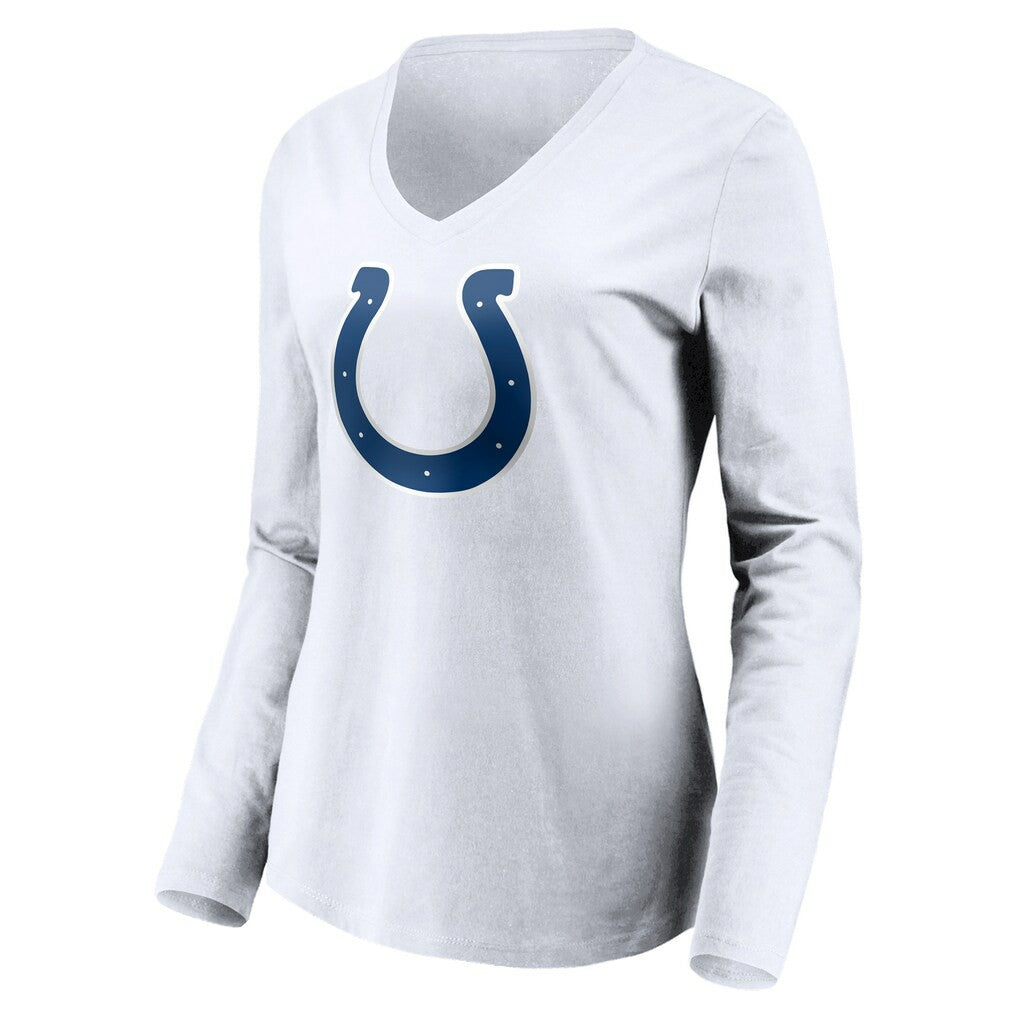 Indianapolis Colts Women's Team Authentic Logo Personalized Name & Number V-Neck Long Sleeve T-Shirt - White T-shirts