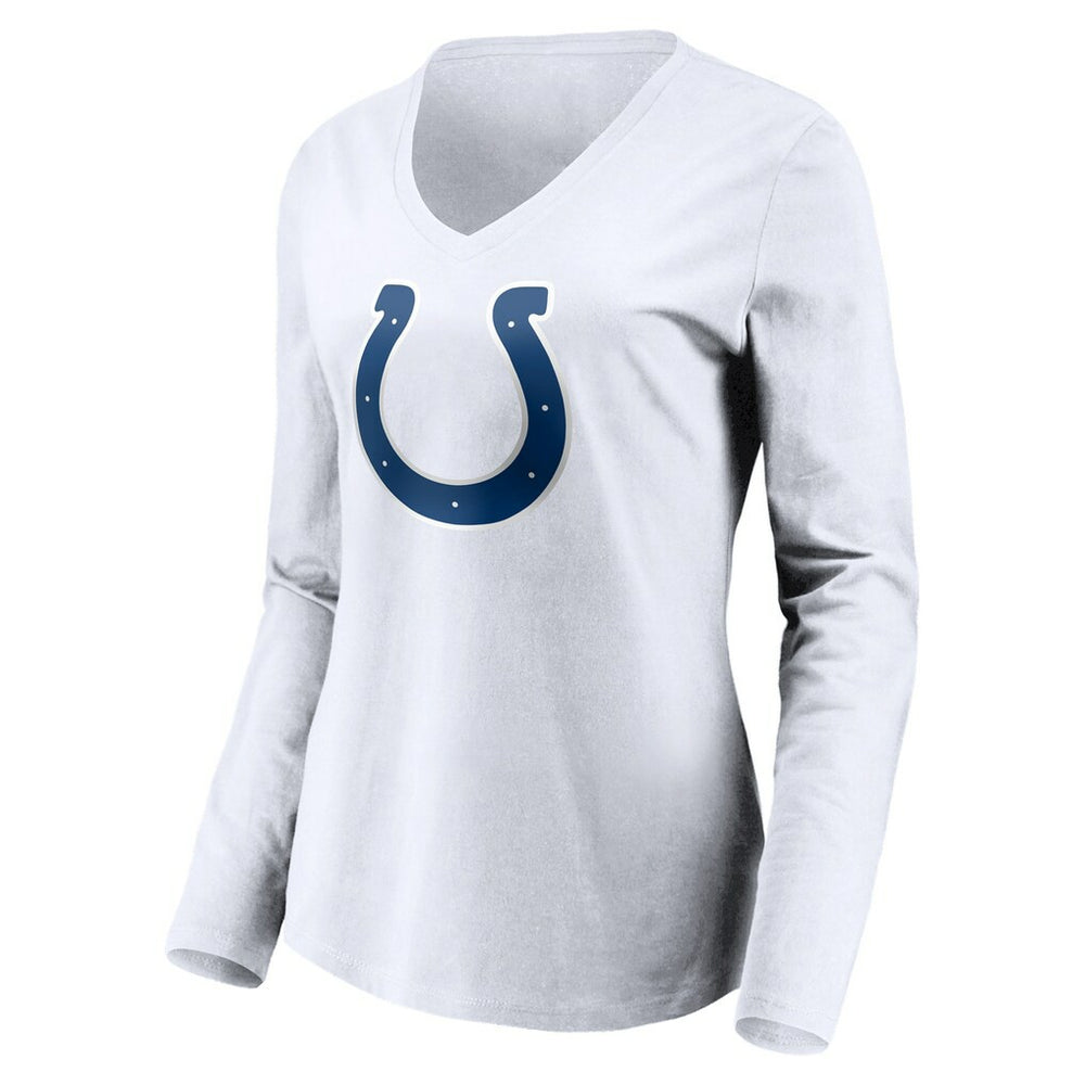 Indianapolis Colts Women's Team Authentic Logo Personalized Name & Number V-Neck Long Sleeve T-Shirt - White T-shirts