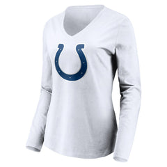 Indianapolis Colts Women's Team Authentic Logo Personalized Name & Number V-Neck Long Sleeve T-Shirt - White T-shirts