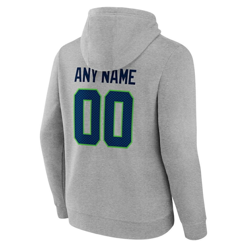 Seattle Seahawks Team Authentic Custom Pullover Hoodie - Heathered Gray Hoodies