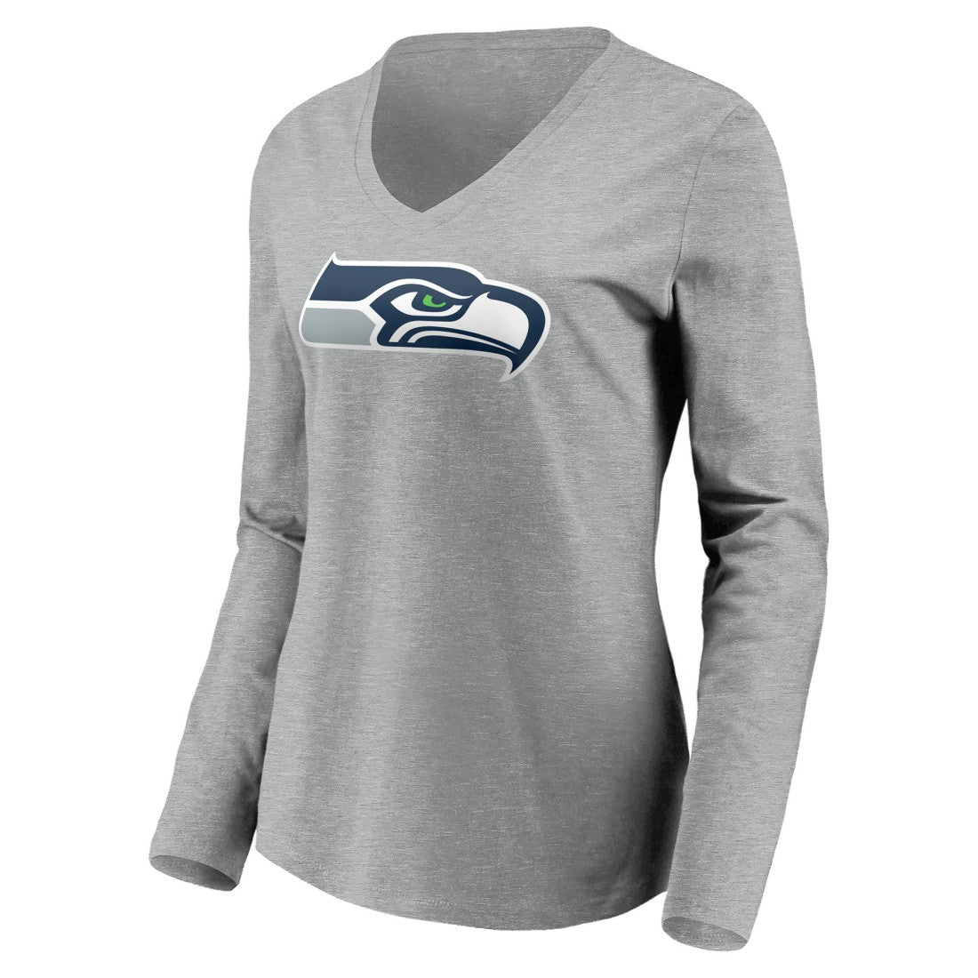 Seattle Seahawks Women's Team Authentic Custom Long Sleeve V-Neck T-Shirt - Gray T-shirts