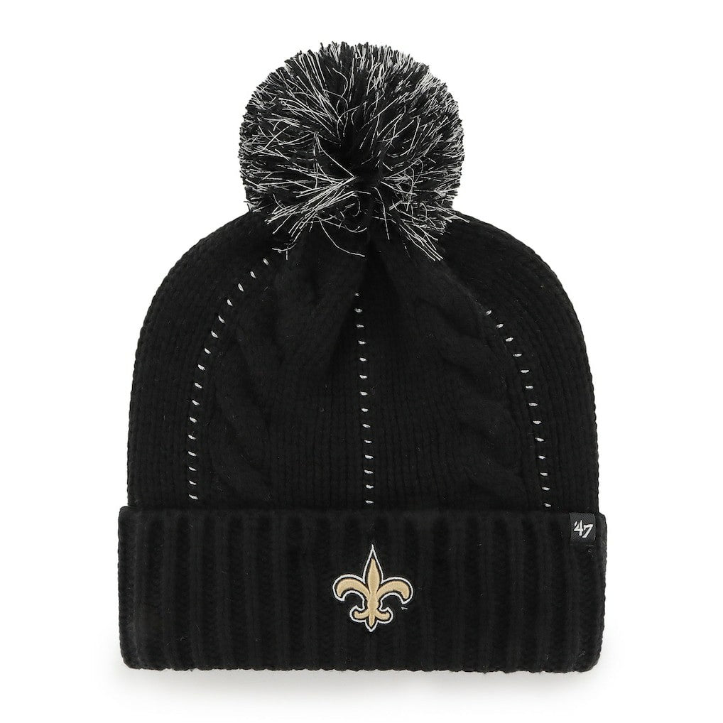 New Orleans Saints '47 Women's Bauble Cuffed Knit Hat with Pom - Black Hats