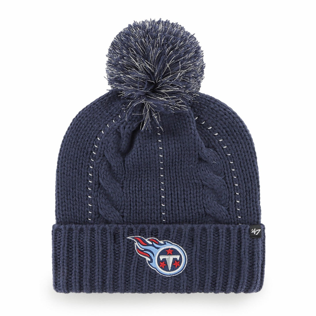 Tennessee Titans '47 Women's Bauble Cuffed Knit Hat with Pom - Navy Hats