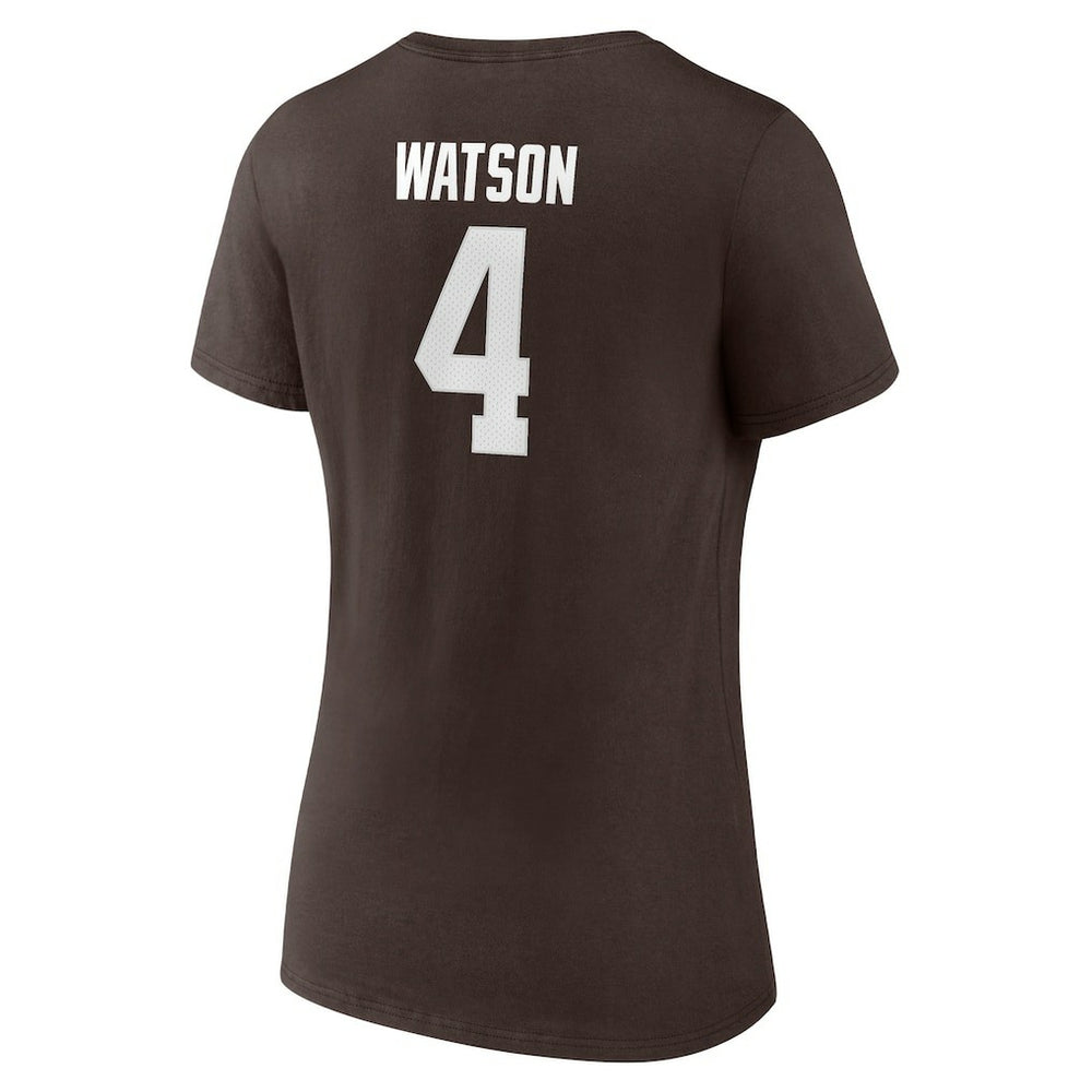 Deshaun Watson Cleveland Browns Women's Player Icon Name & Number V-Neck T-Shirt - Brown T-shirts