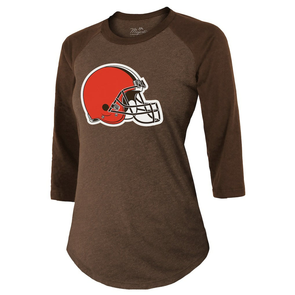 Deshaun Watson Cleveland Browns Majestic Threads Women's Name & Number Raglan 3/4 Sleeve T-Shirt - Brown T-shirts