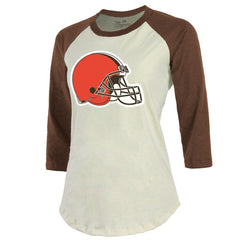 Deshaun Watson Cleveland Browns Majestic Threads Women's Player Name & Number Tri-Blend Three-Quarter Sleeve T-Shirt - Cream T-shirts