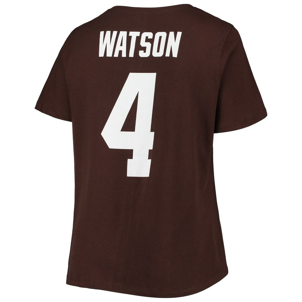Deshaun Watson Cleveland Browns Women's Plus Size Player Name & Number V-Neck T-Shirt - Brown T-shirts