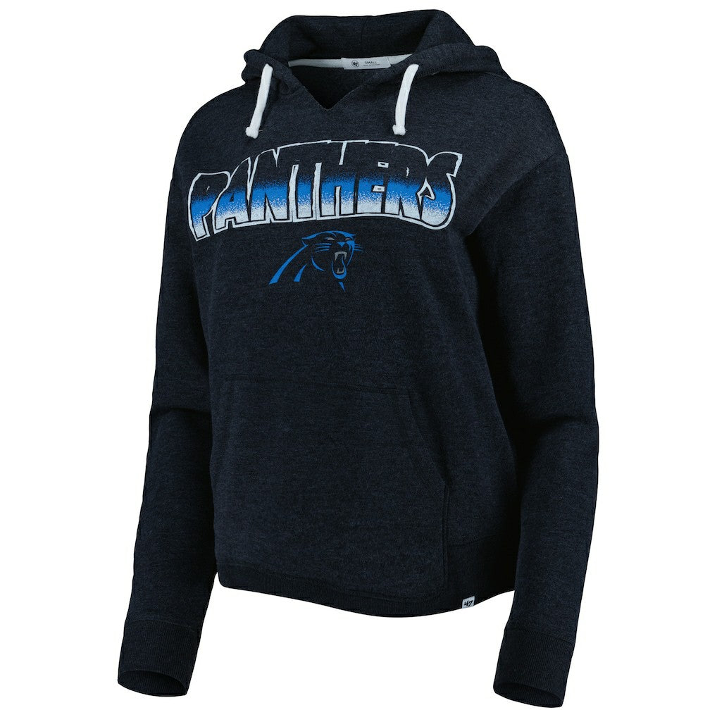 Carolina Panthers '47 Women's Color Rise Kennedy Notch Neck Pullover Hoodie - Black Hoodies