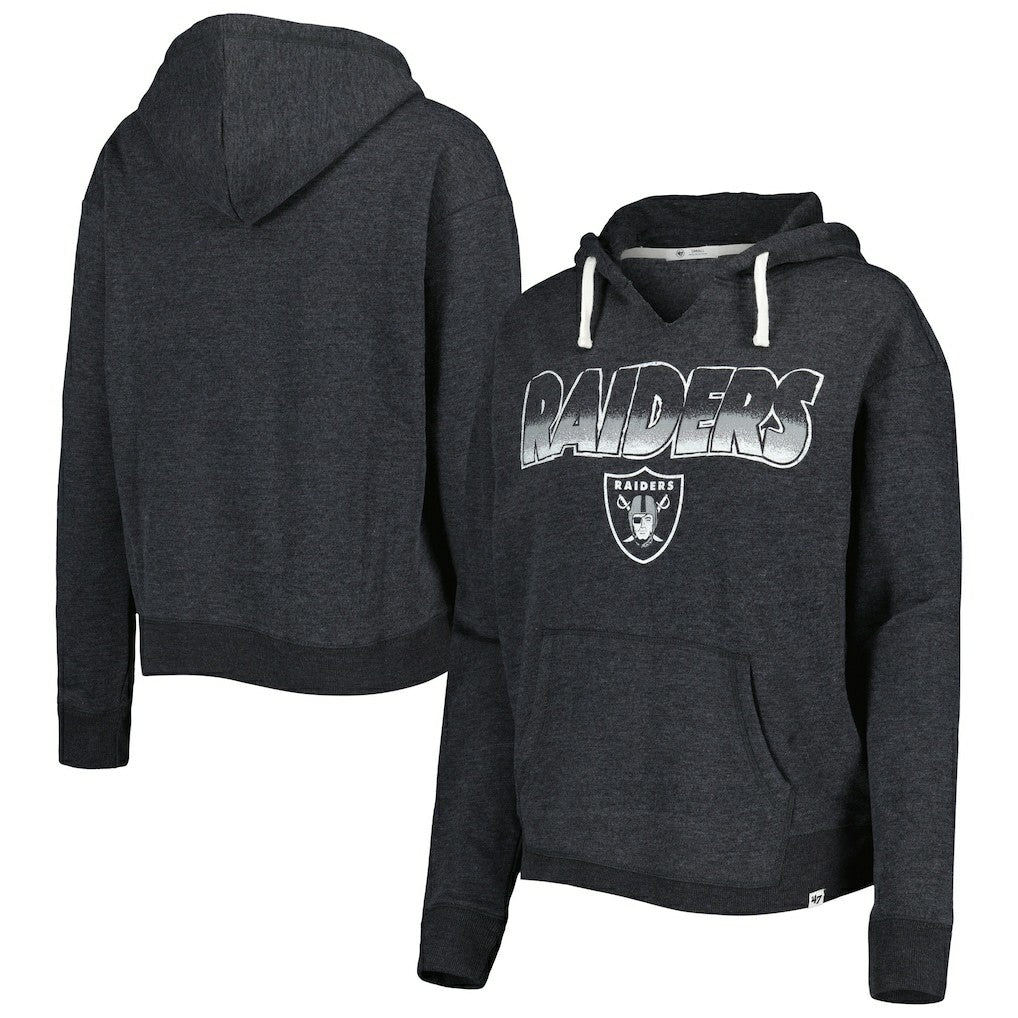 Las Vegas Raiders '47 Women's Color Rise Kennedy Notch Neck Pullover Hoodie - Black Hoodies